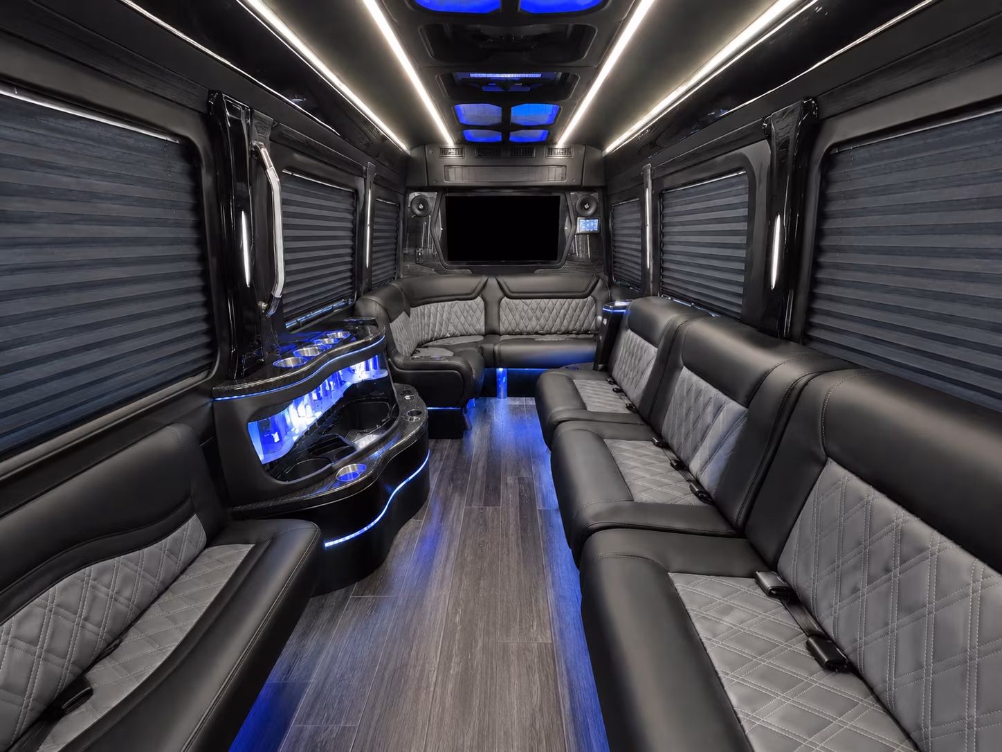 glendale 15 passenger party bus inside