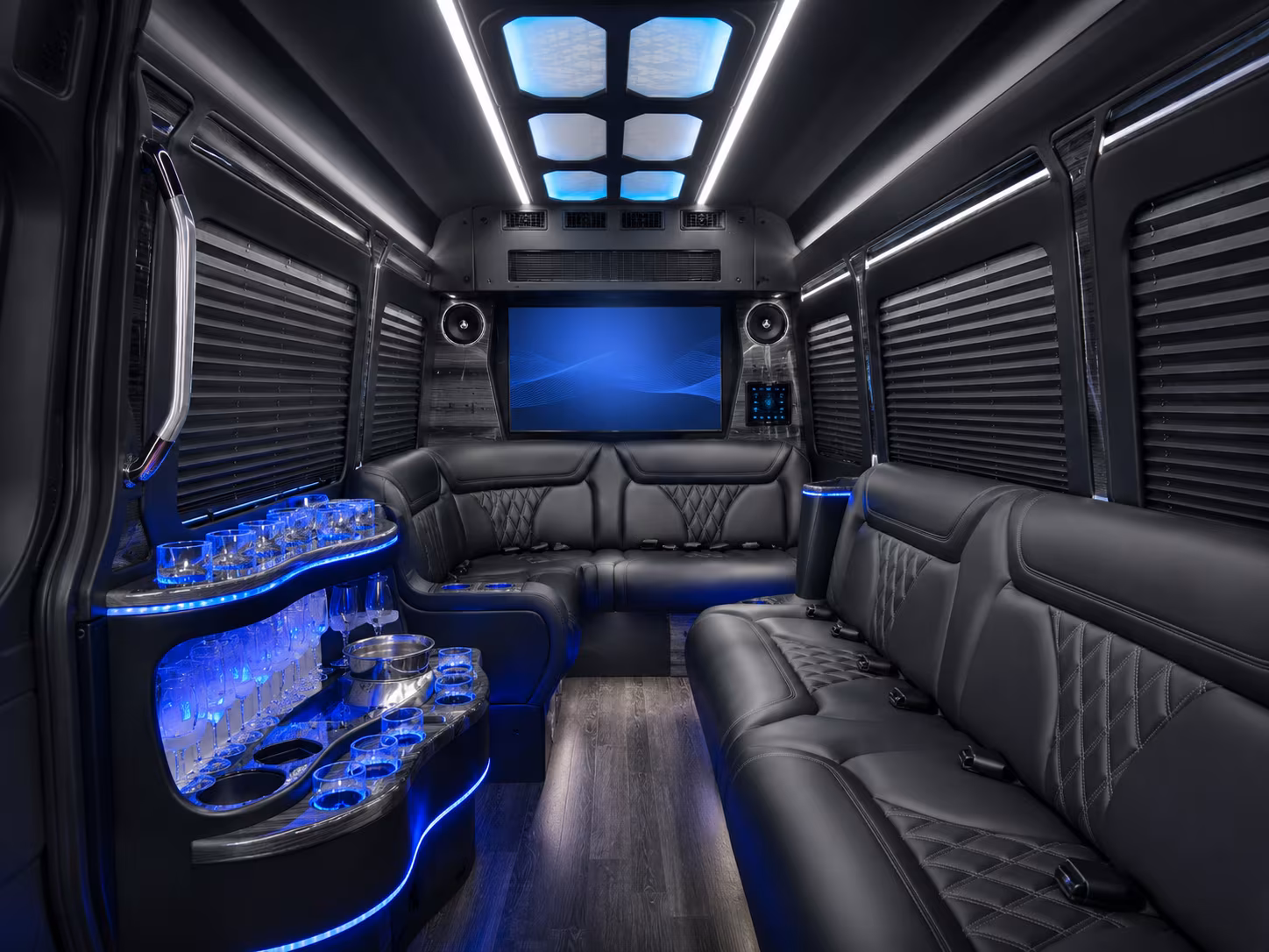glendale 40 passenger party bus inside
